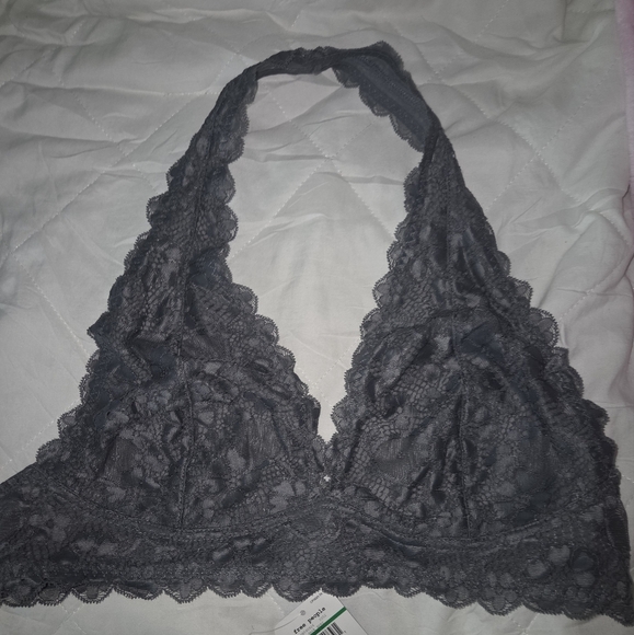 Free People Gray Lace Floral Bralette - Picture 1 of 3